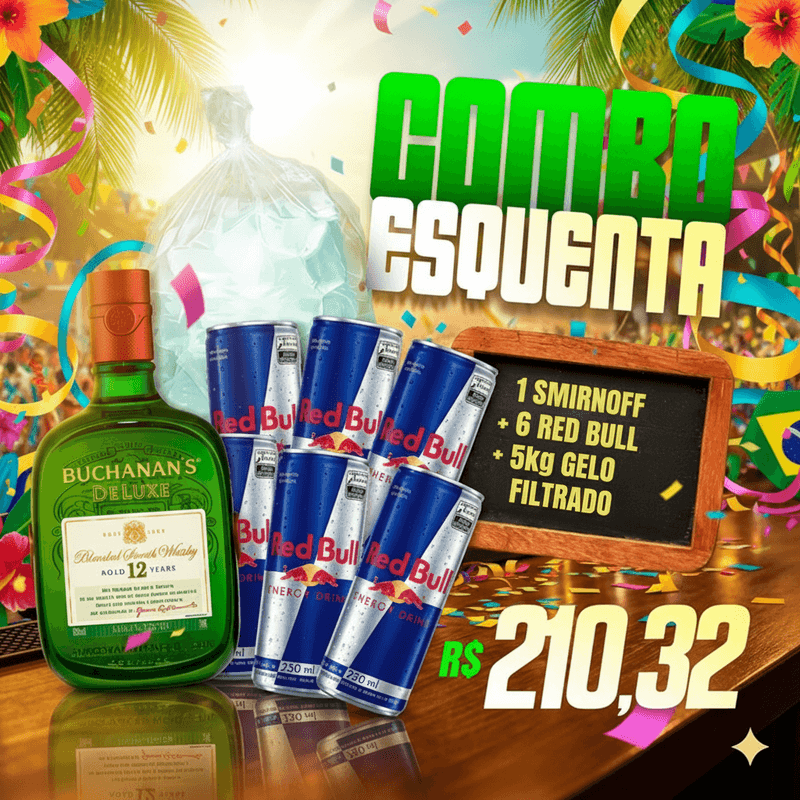 Combo Buchanan's (Whisky Buchanan's 1L + 6 Red Bull + Gelo)